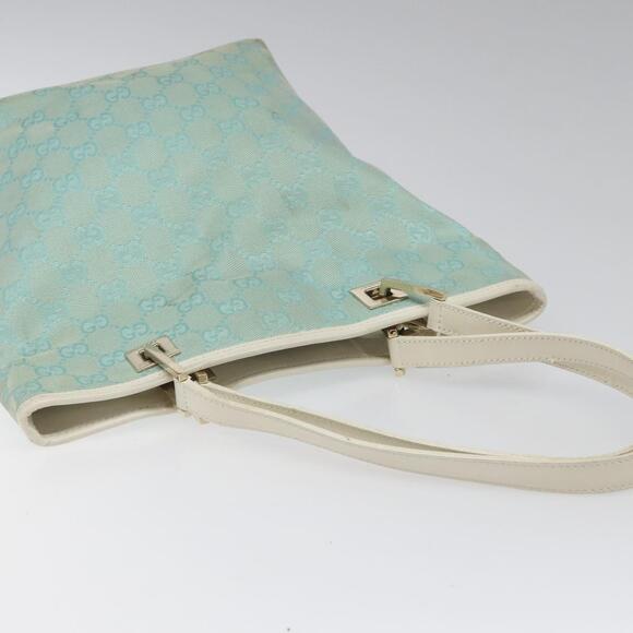 GUCCI GG Canvas Tote Bag Light Blue Gold 002 002 - Picture 6 of 16